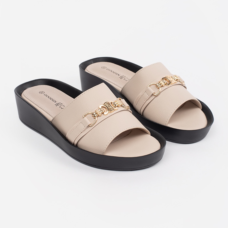 Goodin Le alette delle donne beige con una catena 1