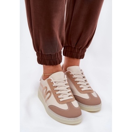 Scarpe sportive da donna bassa con beige in pelle ecologica 1