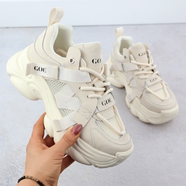 GOE Sneaker in pelle su una slassa suola beige da donna beige rr2n4051 1