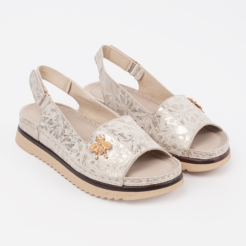 Goodin Sandali beige leggeri sulla piattaforma con un perno 1