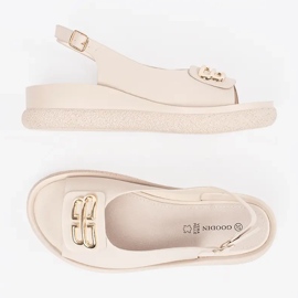 Goodin Sandali piatti beige con un ornamento 2