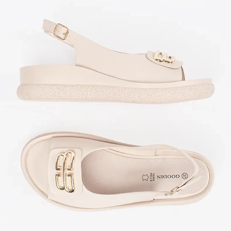 Goodin Sandali piatti beige con un ornamento 2
