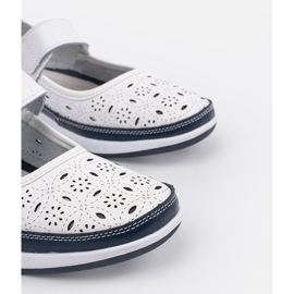 Goodin Sandali in pelle bianca e blu navy lasciati cadere bianco 2