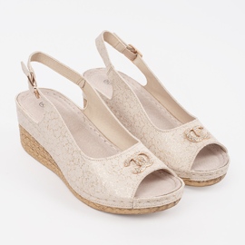 Goodin Sandali a cuneo beige con fibbia 1