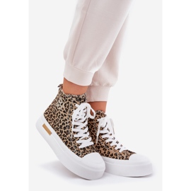 Sneaker leopardate da donna alta sulla piattaforma marrone 1