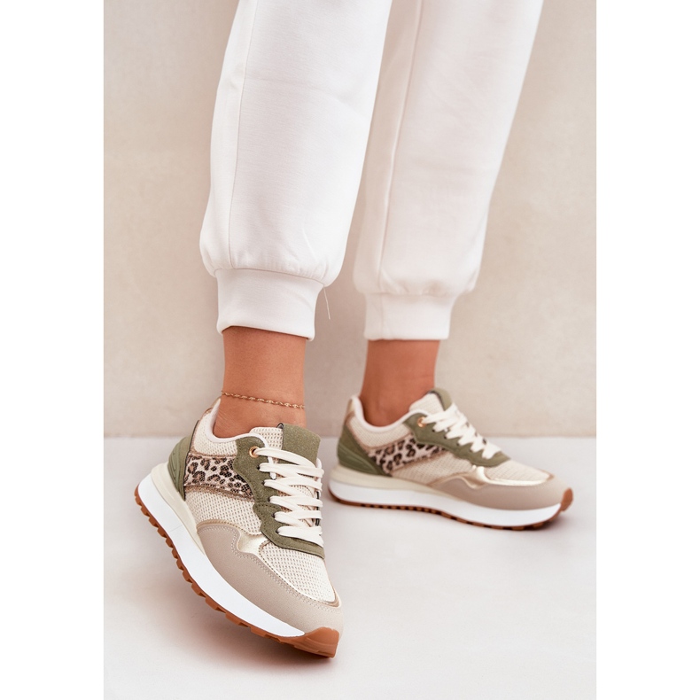 Scarpe sportive da donna con stampa leopardata sulla piattaforma verde 2