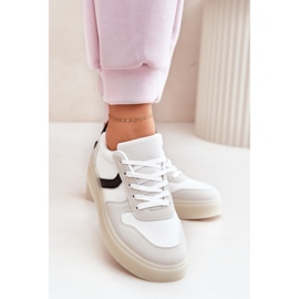 Sneakers Basse da Donna con Plateau, Colore Bianco 2