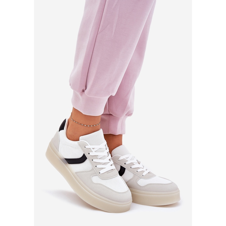 Sneakers Basse da Donna con Plateau, Colore Bianco 1
