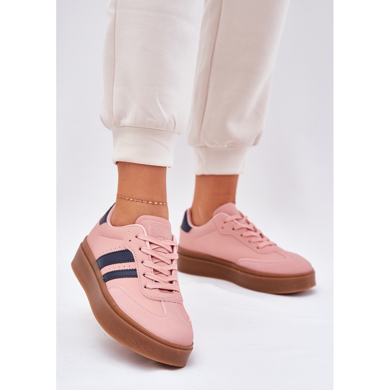 Sneaker femminili sulla piattaforma con Eco Leather Pink rosa 2