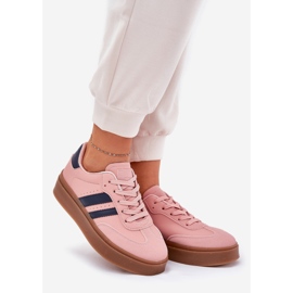 Sneaker femminili sulla piattaforma con Eco Leather Pink rosa 1