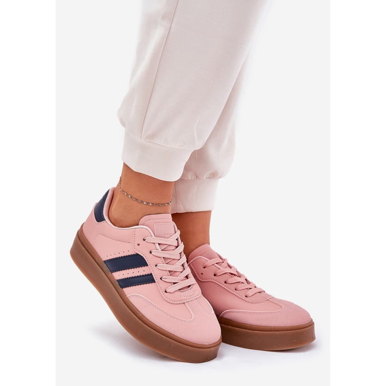 Sneaker femminili sulla piattaforma con Eco Leather Pink rosa 1
