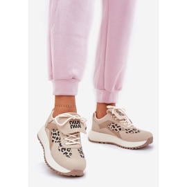Scarpe sportive da donna da donna sulla piattaforma leopardo beige 1