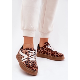 Sneaker femminili sulla piattaforma Leopard Print Brown marrone 2