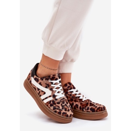 Sneaker femminili sulla piattaforma Leopard Print Brown marrone 1