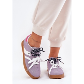 Sneaker da donna bassa con allacciatura doppia viola 2
