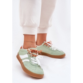 Sneaker da donna bassa con doppio allacciatura verde 2