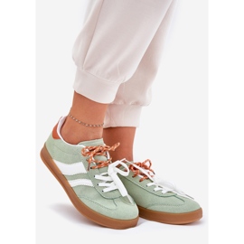 Sneaker da donna bassa con doppio allacciatura verde 1