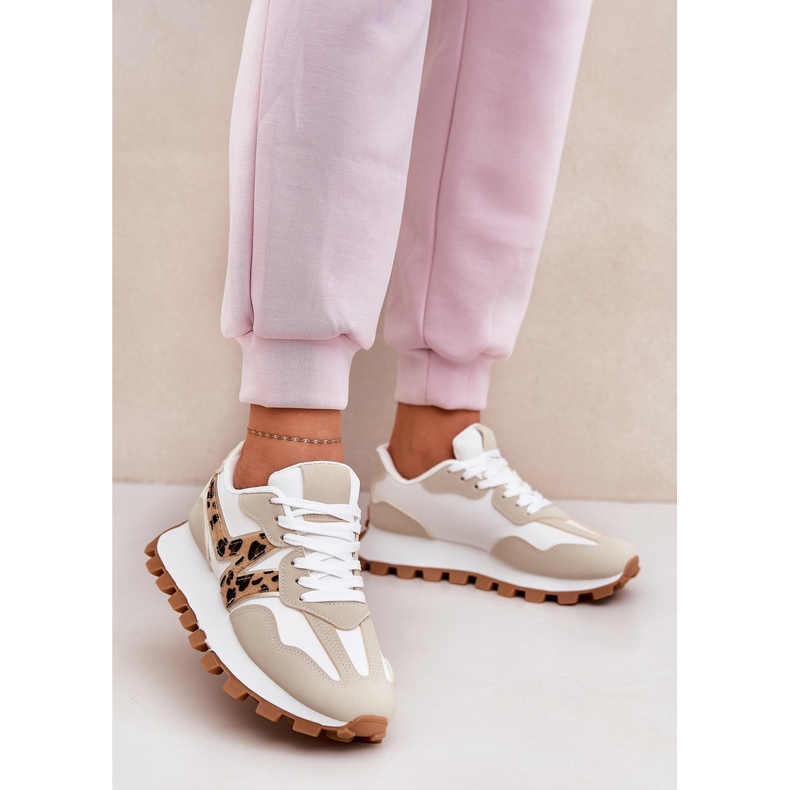 Scarpe sportive con sneaker Stampa leopardo beige da donna 2