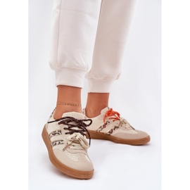 Sneaker femminili con doppio allacciatura di beige ollabes leopardo 2
