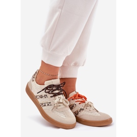 Sneaker femminili con doppio allacciatura di beige ollabes leopardo 1