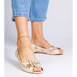 Ballerine openwork beige con punta aperta 1