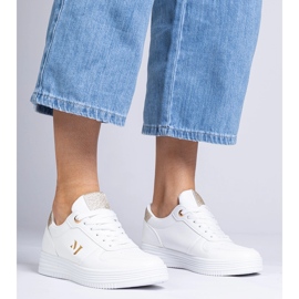 Sneaker bianche da donna con glitter dorati bianco 2