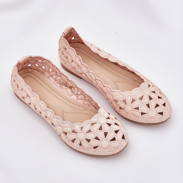 Ballerine per bambini aperte con glitter rosa 2