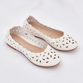 Ballerine per bambini aperte con glitter bianchi bianco 2