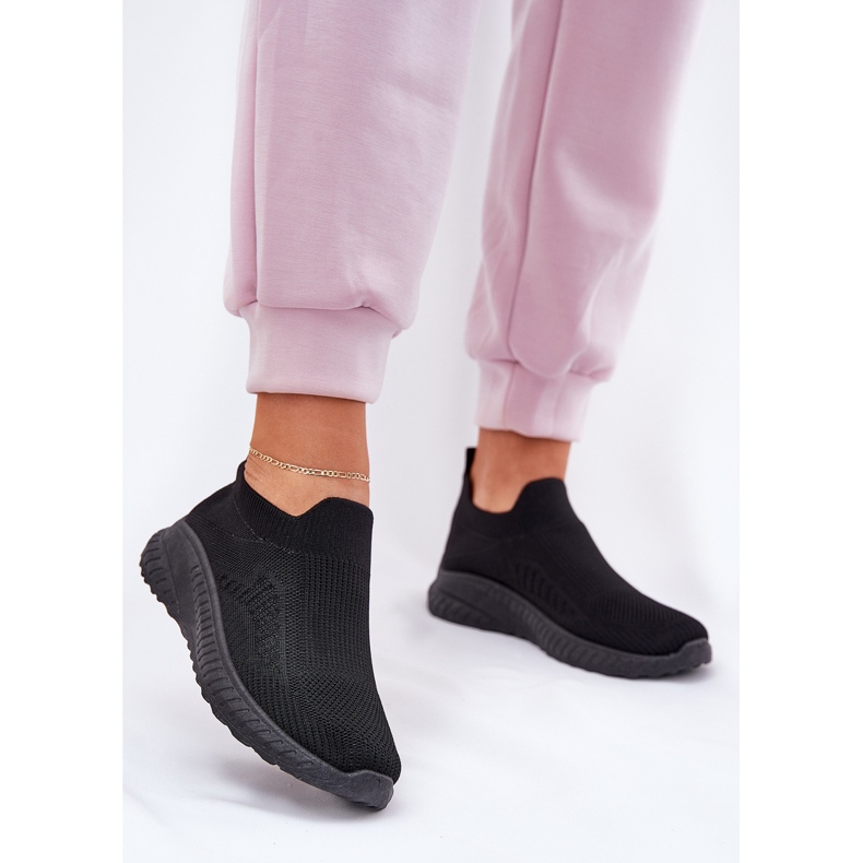 Scarpe sportive materiali scivolate nere da donna nero 2
