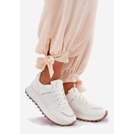 Scarpe sportive da donna con plateau bianche bianco 1