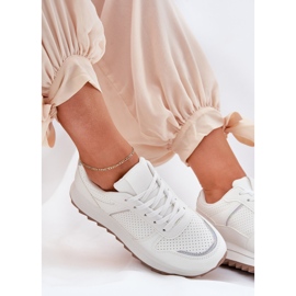 Scarpe sportive da donna con plateau bianche bianco 2