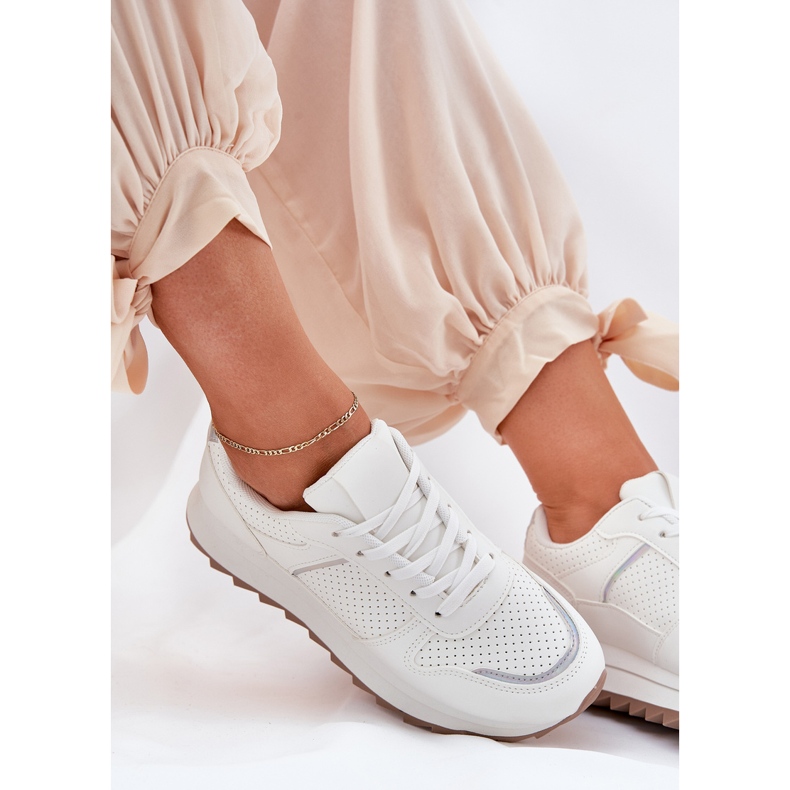 Scarpe sportive da donna con plateau bianche bianca 2