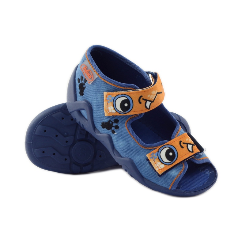 Ciabatte in velcro blu Befado 250p065 arancia 3
