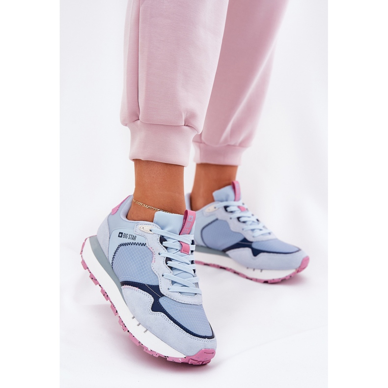Scarpe sportive luminose in pelle scamosciata femminile Big Star RR274236 HI-Polish Blue 2