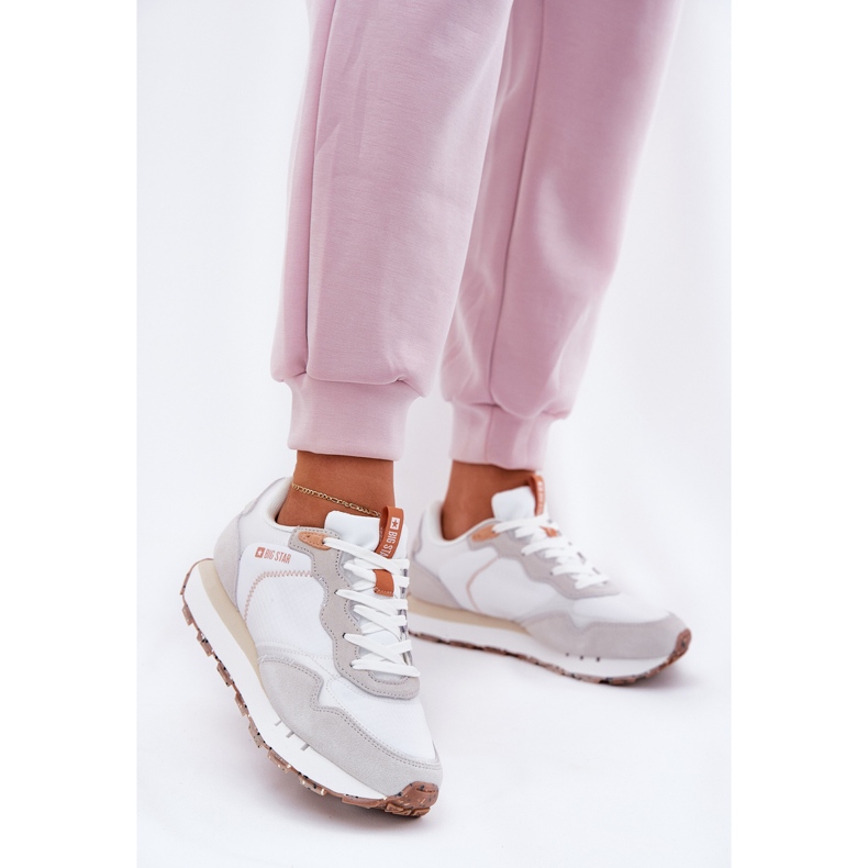 Big Star Schede sportive per donne in pelle scamosciata femminile RR274235 Sistema beige hi-poli 2