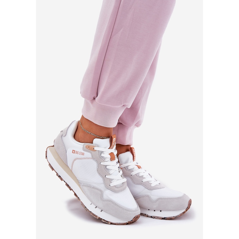 Big Star Schede sportive per donne in pelle scamosciata femminile RR274235 Sistema beige hi-poli 1