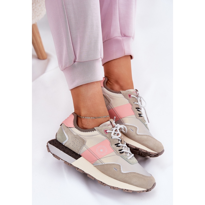 Sneakers in pelle scamosciata femminile Big Star RR274243 Sistema di rosa grigio hi-poli 2