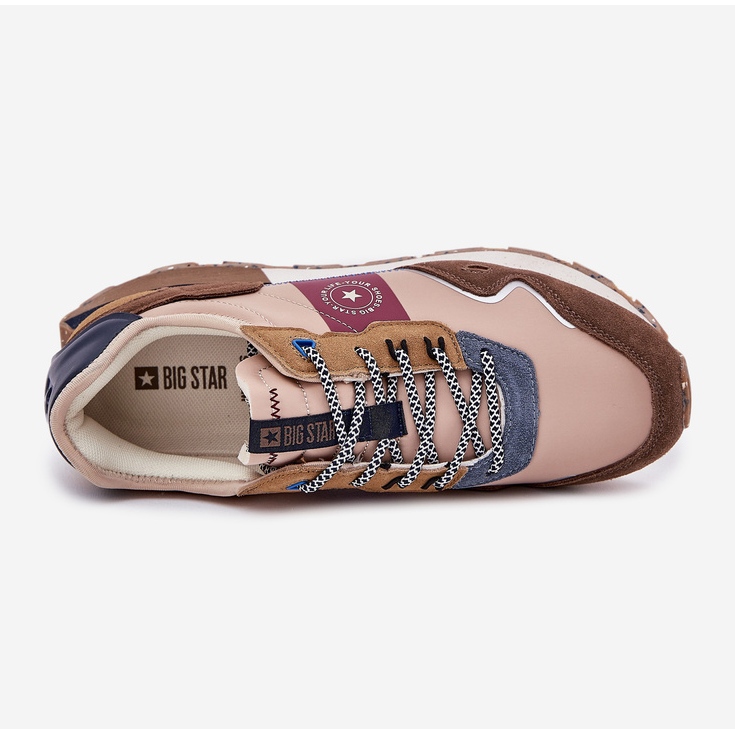 Big Star Sneakers in pelle scamosciata maschile sulla grande star RR174475 Sistema beige hi-poli 2