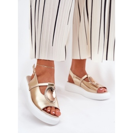 Cuoio sandali femminili eleganti S.Barski Gr51-603 Zlotys d'oro 2