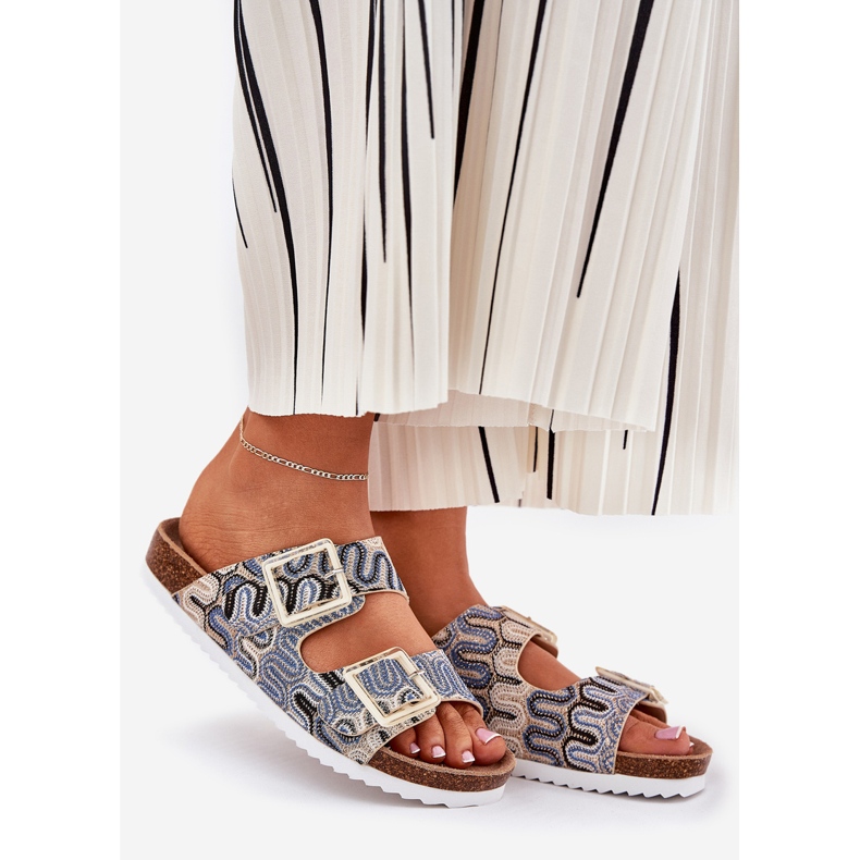 S.Barski Infradito da donna con fibbie e glitter S. Barski RB51-006 beige 1