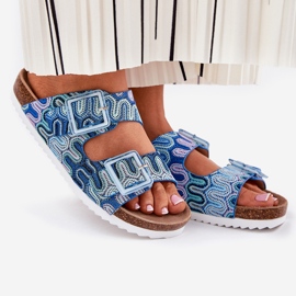 S.Barski Infradito da donna con fibbie e glitter S. Barski RB51-006 Blue 1
