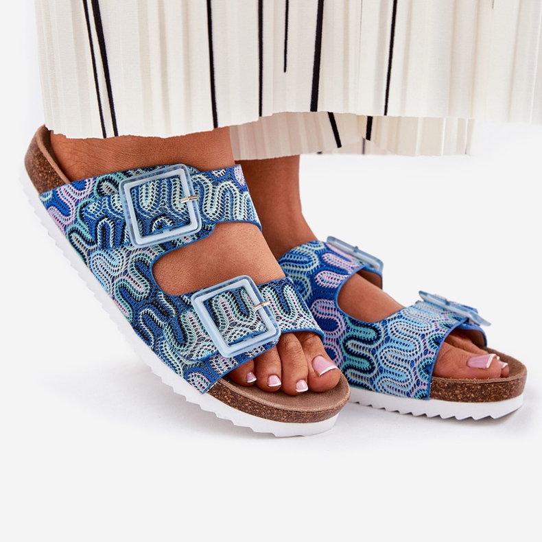 S.Barski Infradito da donna con fibbie e glitter S. Barski RB51-006 Blue 1