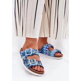 S.Barski Infradito da donna con fibbie e glitter S. Barski RB51-006 Blue 2
