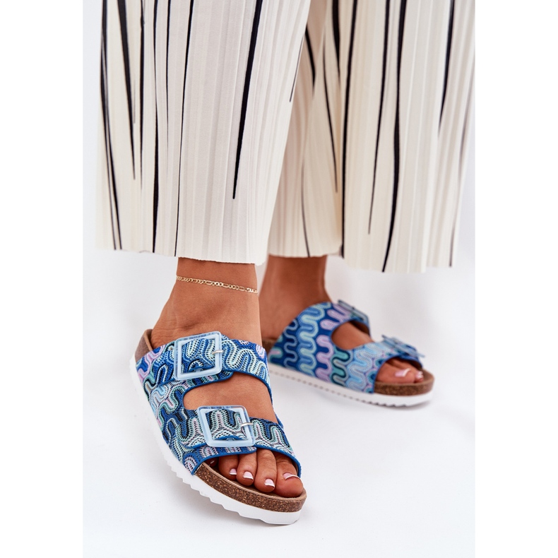 S.Barski Infradito da donna con fibbie e glitter S. Barski RB51-006 Blue 2