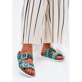 Infradito da donna con fibbie e glitter s.barski rb51-006 verde 2