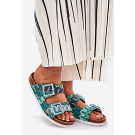 Infradito da donna con fibbie e glitter s.barski rb51-006 verde 1