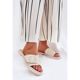 S.Barski Flip in pelle femminile con una fibbia beige SJ2302-01 D&amp;A 2