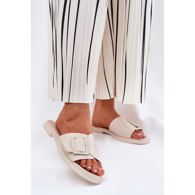 S.Barski Flip in pelle femminile con una fibbia beige SJ2302-01 D&amp;A 2