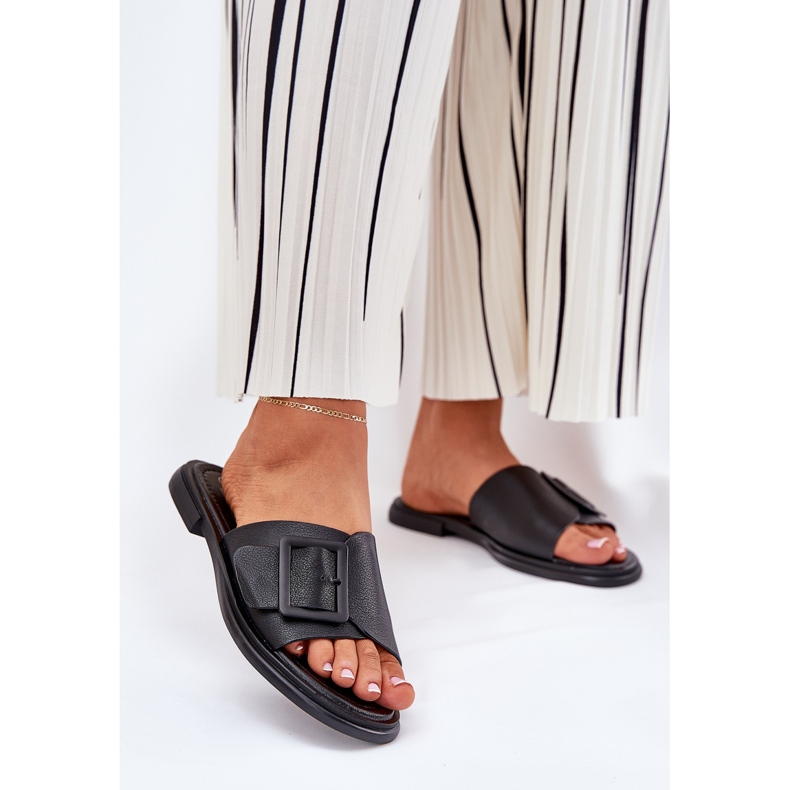 S.Barski Flip in pelle femminile con fibbia nera D&amp;A SJ2302-01 nero 2