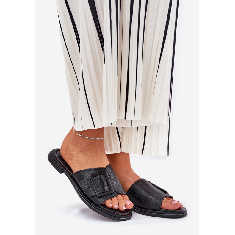 S.Barski Flip in pelle femminile con fibbia nera D&amp;A SJ2302-01 nero 1